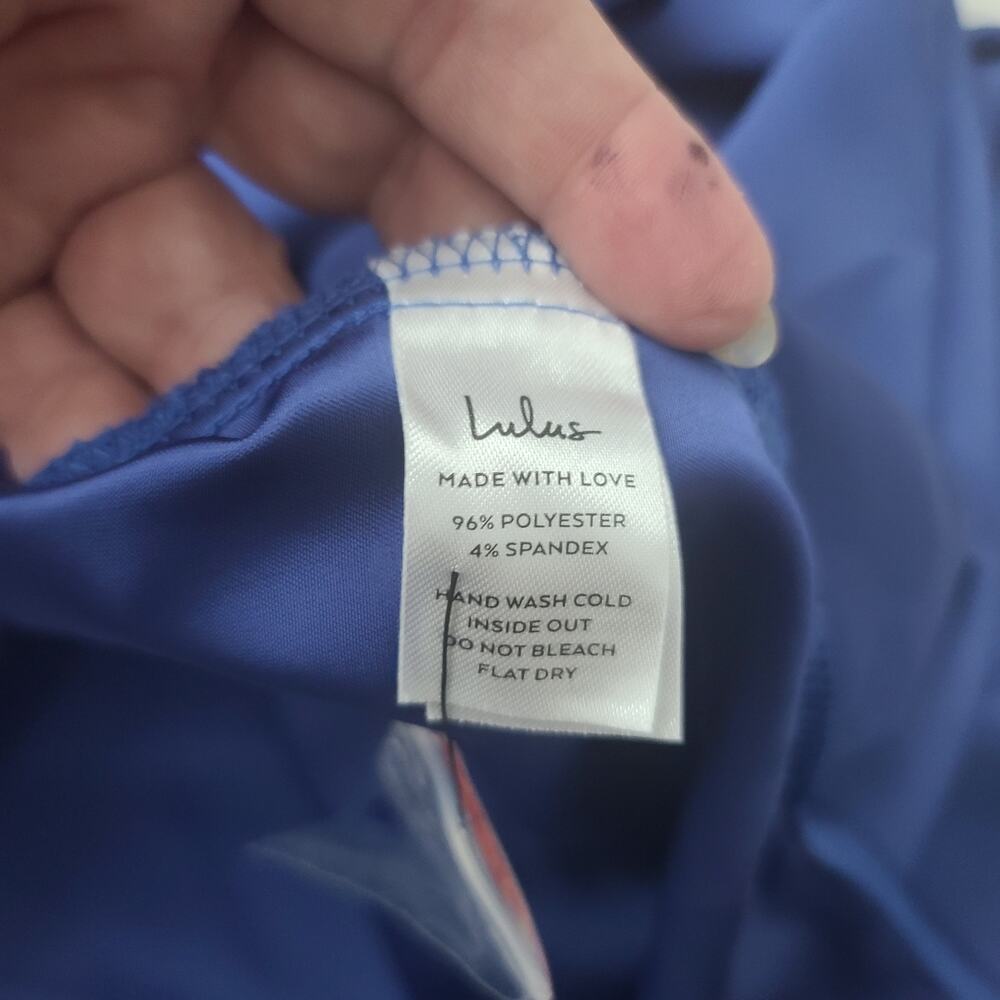 Lulus elegant classic mock neck satin sleeveless maxi dress blue Size Large - Picture 11 of 13